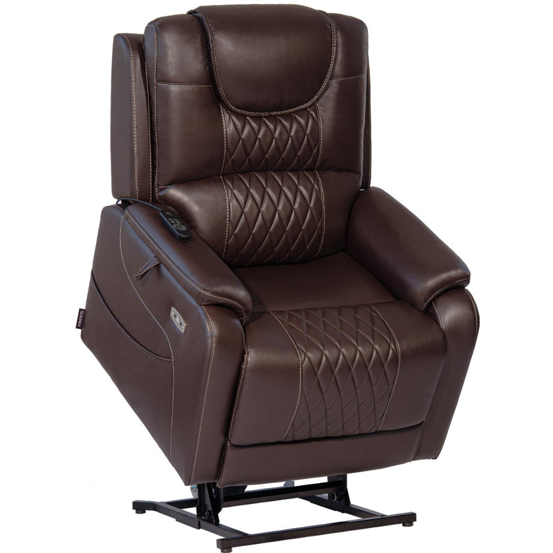 EONIX Triple Motor Lay Flat Power Lift Recliner Chair for Elderly with Massage, 400lbs Electirc Lift Chair for Living Room, Independent Adjustable Backrest Headrest, Extended Footrest, Dark Brown