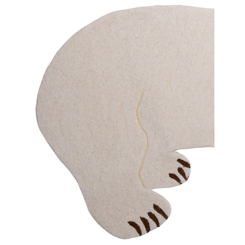 Hand Tufted Polar Bear Shaped Mat for Yoga and Meditation | Decorative Handcrafted & Foldable Non Skid & Surface Sticky | Soft Safe & Comfortable Carpet For Children