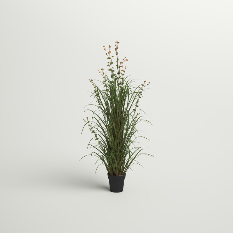 36" Green Plastic Potted Grass and Eucalyptus Arrangement