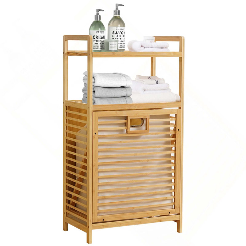 Laundry Baskets Organizer Hamper With 2-Tier Shelves & Tilt Out Basket For Laundry Room, Bathroom, Nursery, Bedroom, Guest Room, Closet