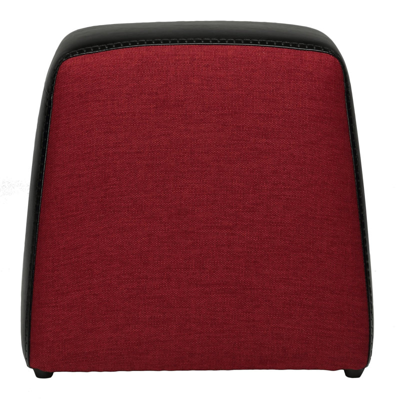 Faux Leather Ottoman, Black / Red