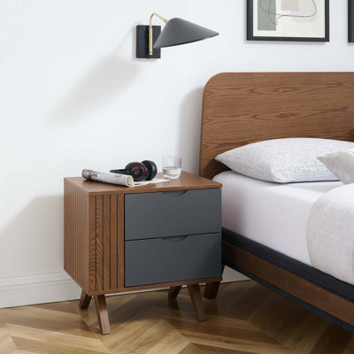 Table de chevet gris noyer