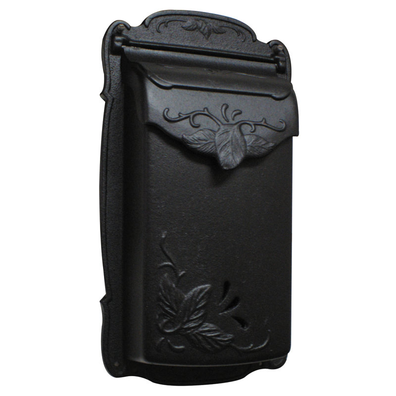 Floral Aluminum Wall Mounted Mailbox, Black