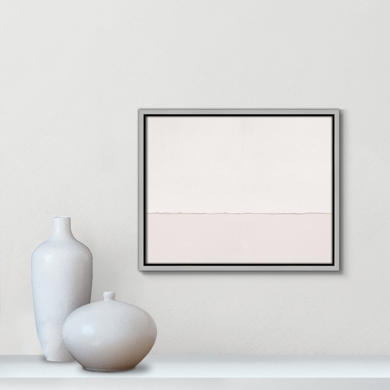 Caraleigh Pale Abstract in Pinks - Peinture sur toile à cadre flottant, Toile avec cadre argenté