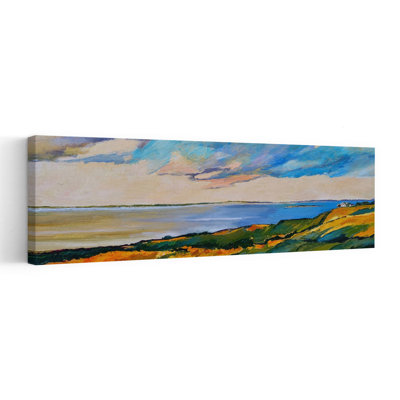 Seaside Golden Fields by Maxine Shore - Wrapped Canvas Panoramic Print