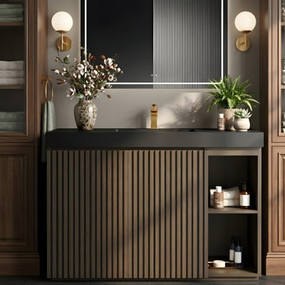 Freestanding storage cabinet with integrated quartz sink