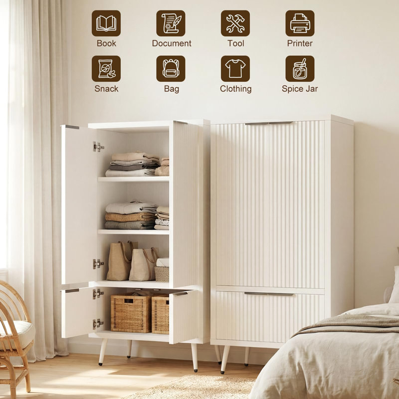 Classeur avec tablettes et portes réglables, Blanc