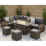 Luczak Rectangular 9 Person 140Cm L Outdoor Fire Pit Dining Table Set