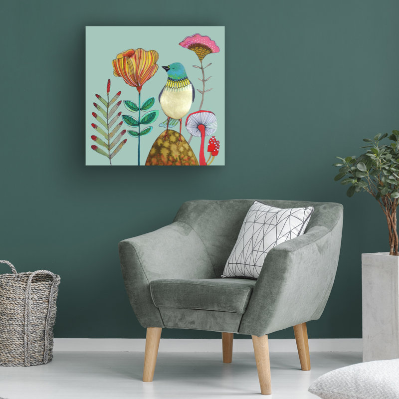 Art mural sur toile tendue - "My Heart Of Gold" de Sylvie Demers pour décoration de salon, de chambre à coucher ou de bureau - 18 x 18