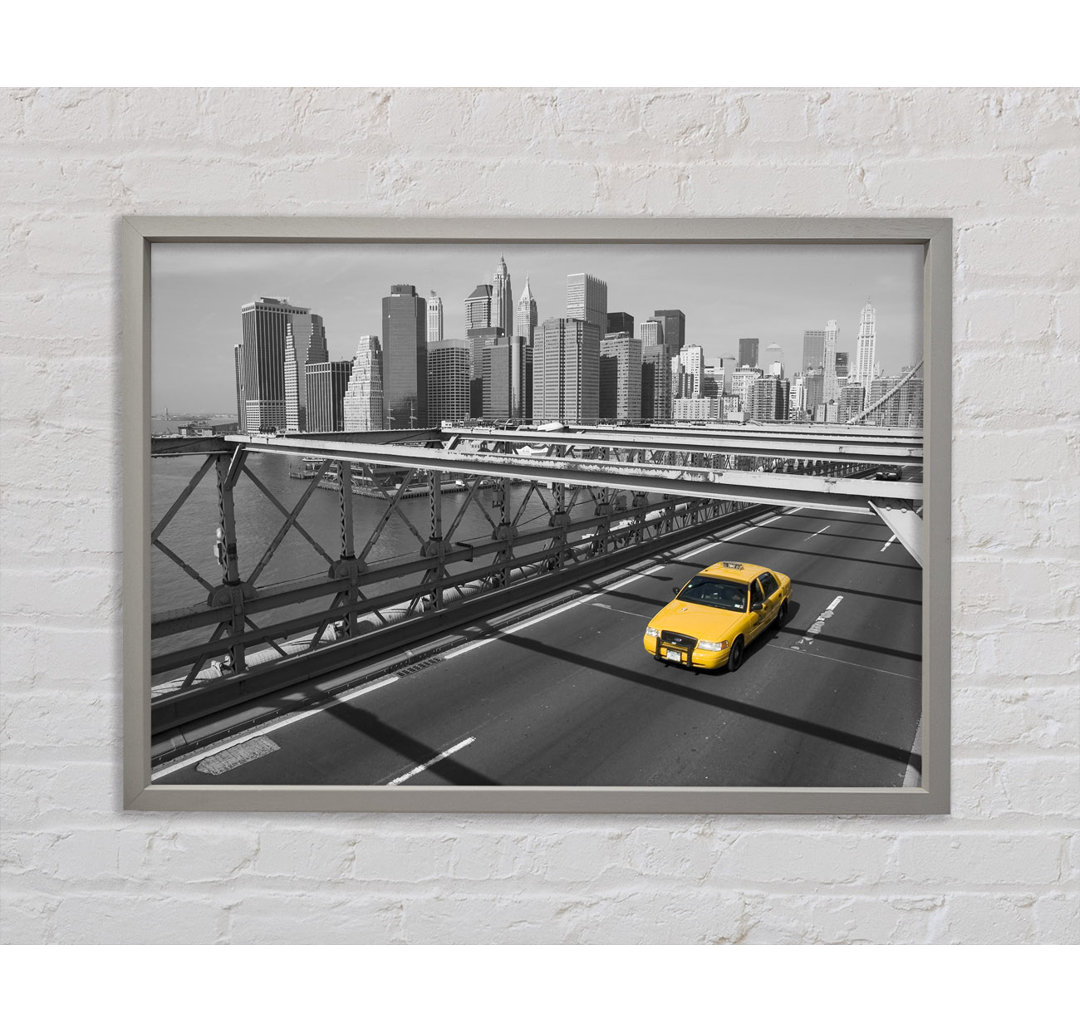 Gelbes Taxi auf der Brooklyn Bridge 1 - Druck