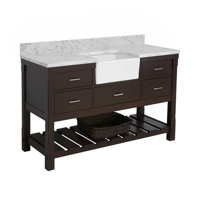 Ensemble de meuble-lavabo simple 60 po Hitton, Carrare d'ingénierie, Chocolat