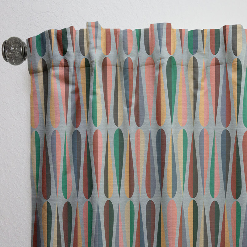 Retro Abstract Drops V - Rideau Mid-Century - Velours obscurcissant - 1 panneau, l 52 po x L 90 po, Bleu sarcelle