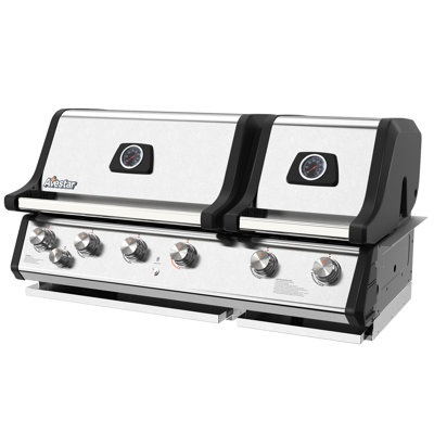 Barbecue au gaz intégré à 7 brûleurs Avestar, barbecue à double chambre en acier inoxydable 86 000 BTU avec brûleur arrière infrarouge, allumage électronique 967,04 pieds carrés et plateau à graisse avant pour la cuisine extérieure, barbecue sur la terrasse