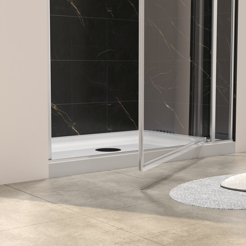 32-36"W X 72"H Universal Pivot Shower Door With 1/4" And 5/16" Tempered Glass, Brushed Nickel
