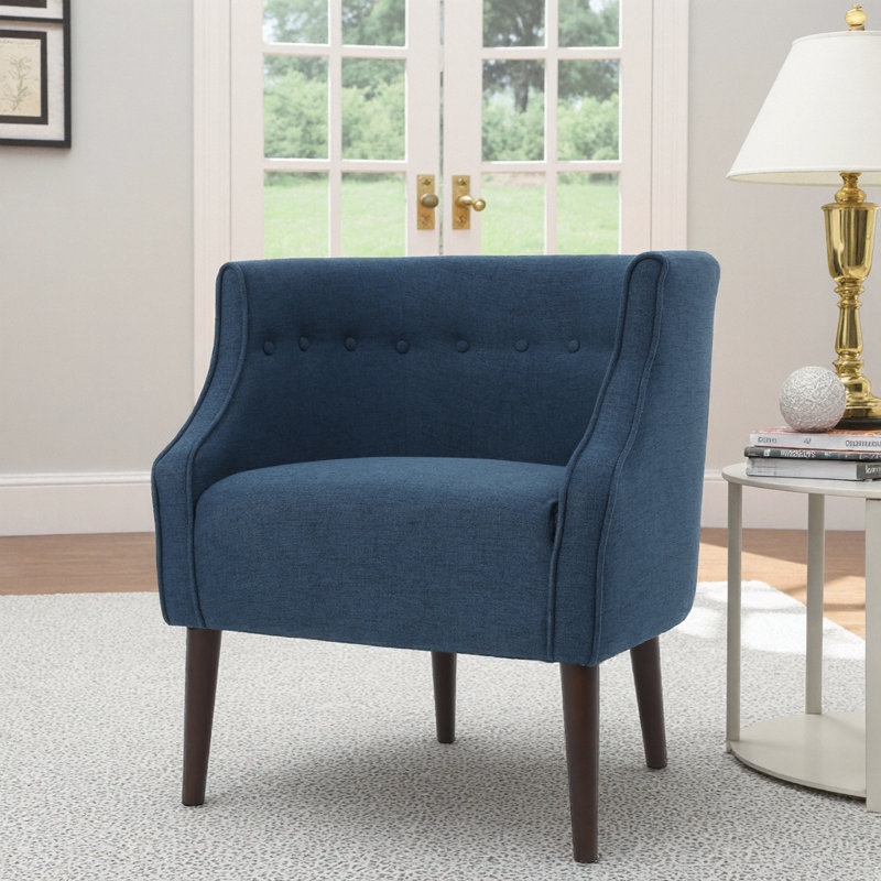 Fauteuil demi-tonneau Kamdyn, Polyester bleu marine