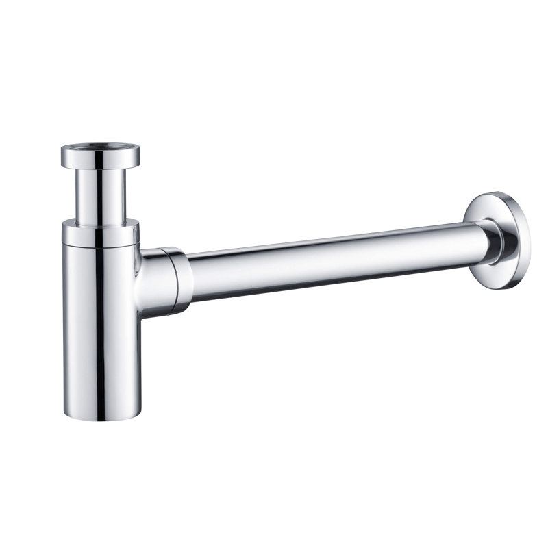 Kibi Bathroom Sink Decorative Round Bottle Trap, Chrome
