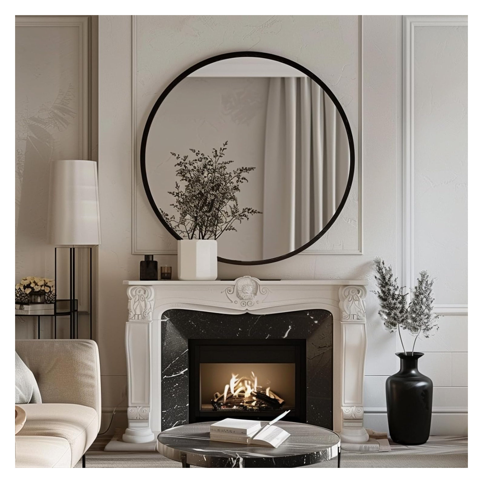 Roberts Mirror, 60" x 60", Black, Metal
