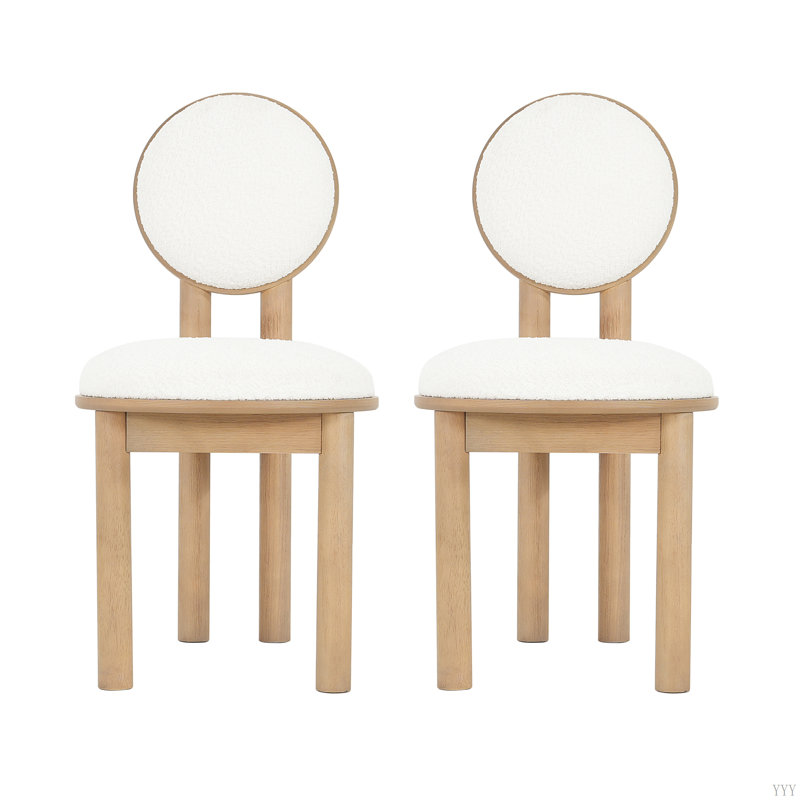 Chaise de salle à manger en polyester avec structure en bois (ensemble de 2), Naturel