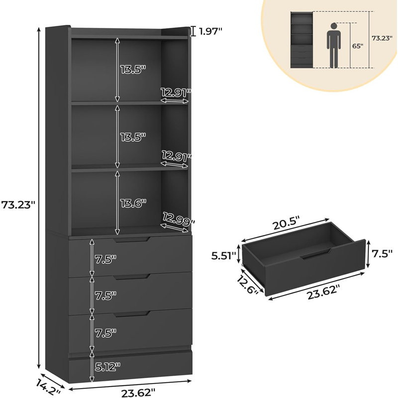 Garde-manger 73,23 po, Noir