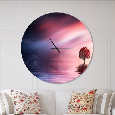 Arbre solitaire étonnant avec oiseaux - horloge murale moderne
