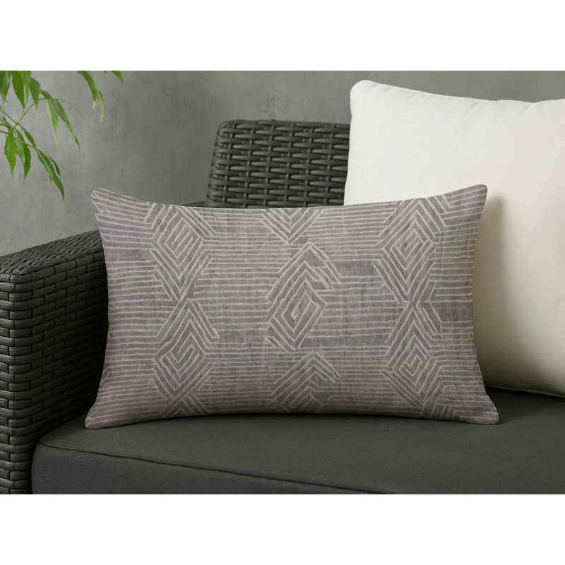 Coussin décoratif intérieur et extérieur Modern, Gris géométrique 12, Rectangle H 20 po x l 14 po