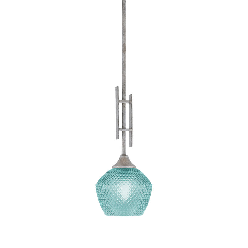 Luminaire suspendu argenté 1 lumière Uptowne, Turquoise
