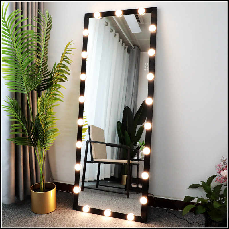 Miroir pleine grandeur Hollywood avec lumières DEL réglables pour s'habiller et se toiletter, à commande tactile, à fixer au mur ou debout