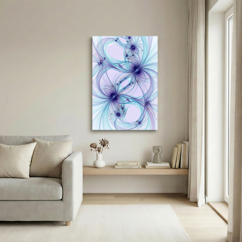 Art mural sur toile bleu et mauve, 18"H x 12"W
