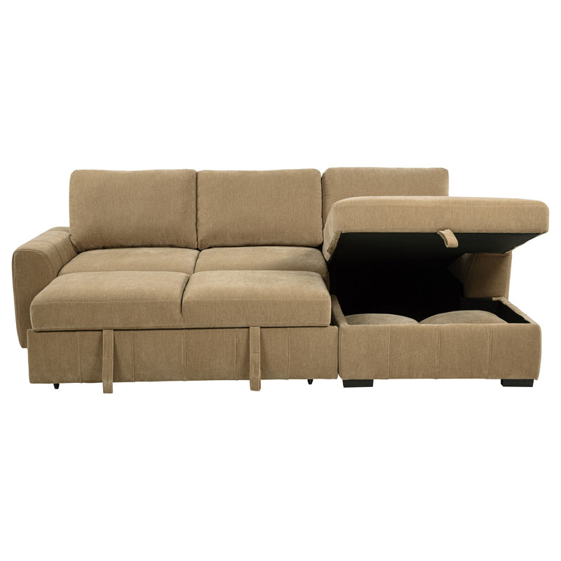 Canapé-lit modulaire Christana RAF, Orienté à droite, Tissu chameau