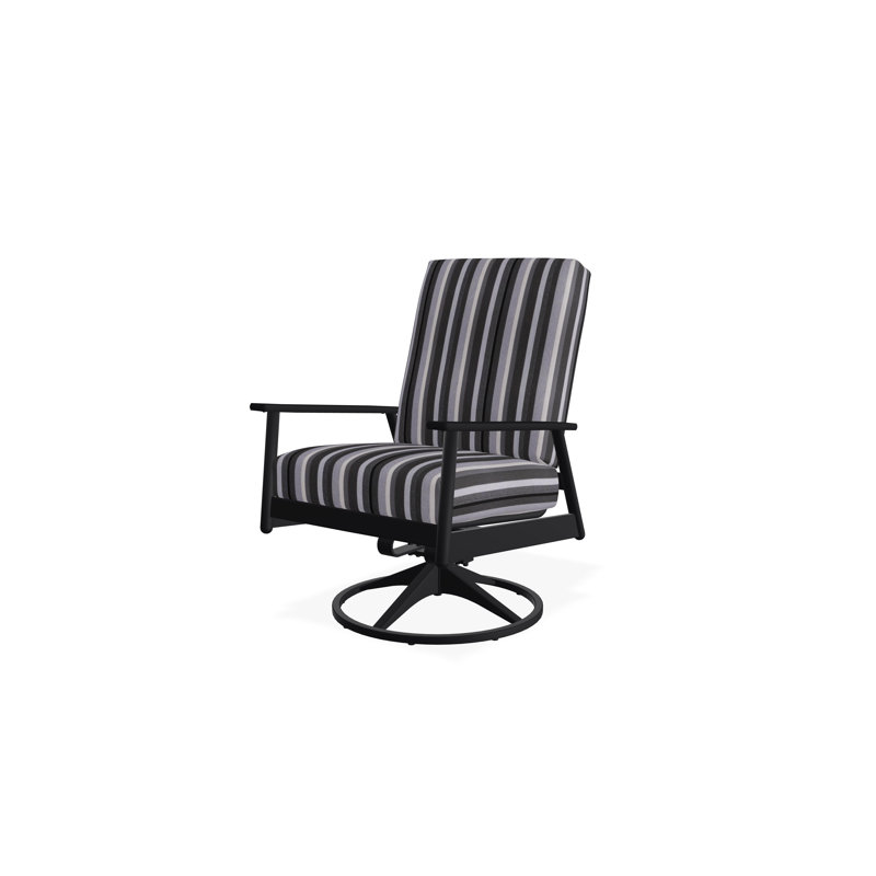 Welles Cushion Deep Seating Swivel Rocker, Black, Sensory Granite