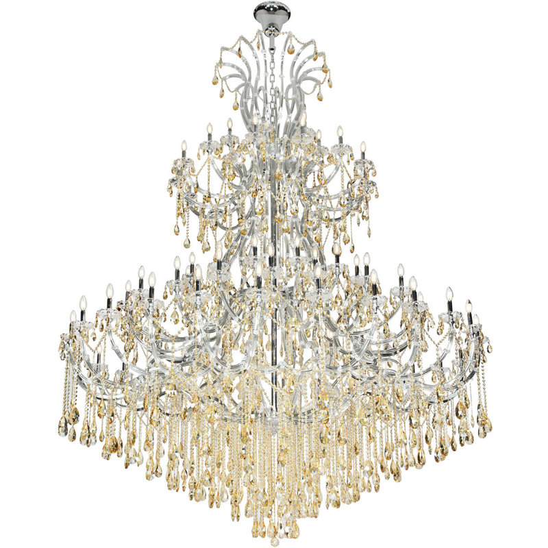 Stockard 84 - Light Dimmable Tiered Chandelier, Champagne, Chrome, Royal Cut