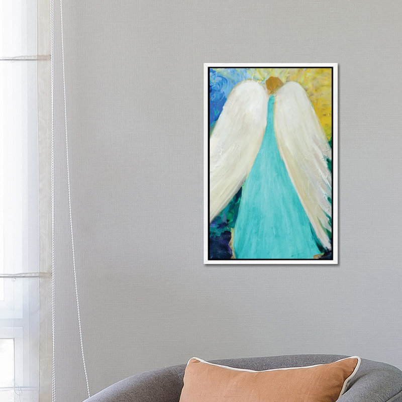 Dreams And Angel Wings by Robin Maria - Painting on Canvas, White Floater Frame, 66.04 cm H x 45.72 cm W