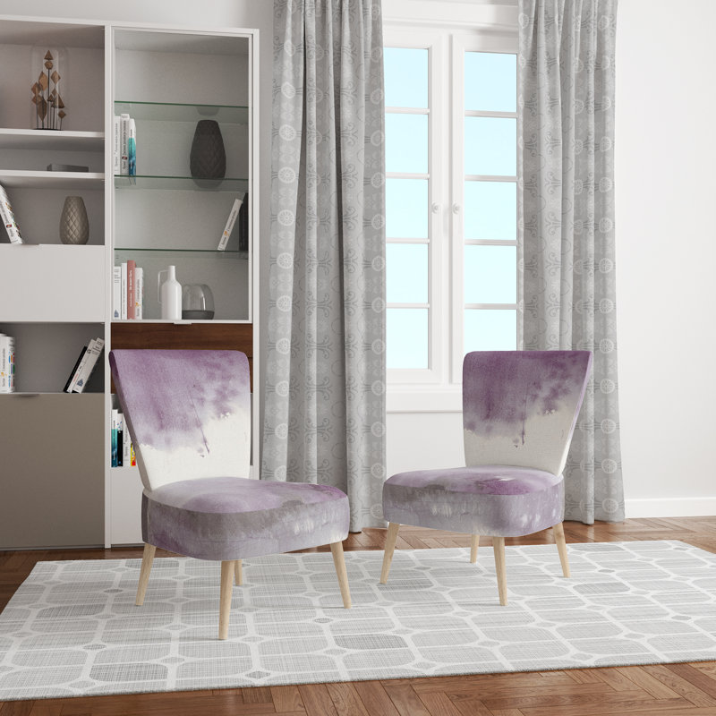 Upholstered Floral Side Chair - Modern floral Accent Chair, Ombre Gray Polyester Blend 1