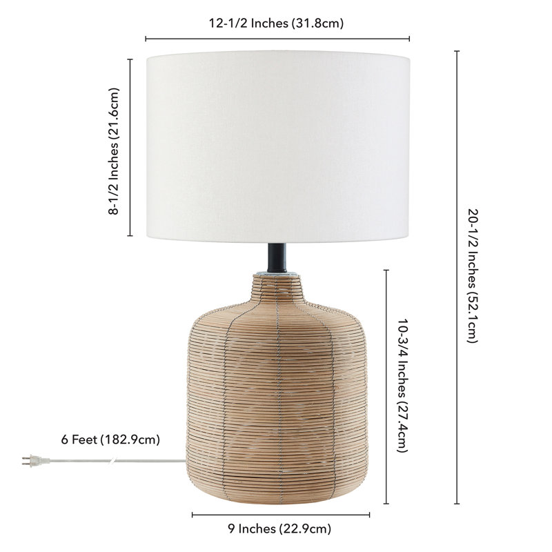 Northport Table Lamp, 20.5" H x 12.5" W x 12.5" D, Natural Rattan