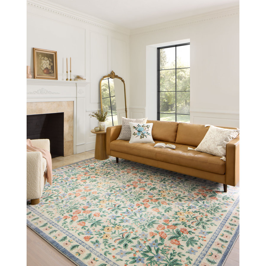 Rifle Paper Co. x Loloi Eden Mughal Garden Cream Rug feat CloudPile