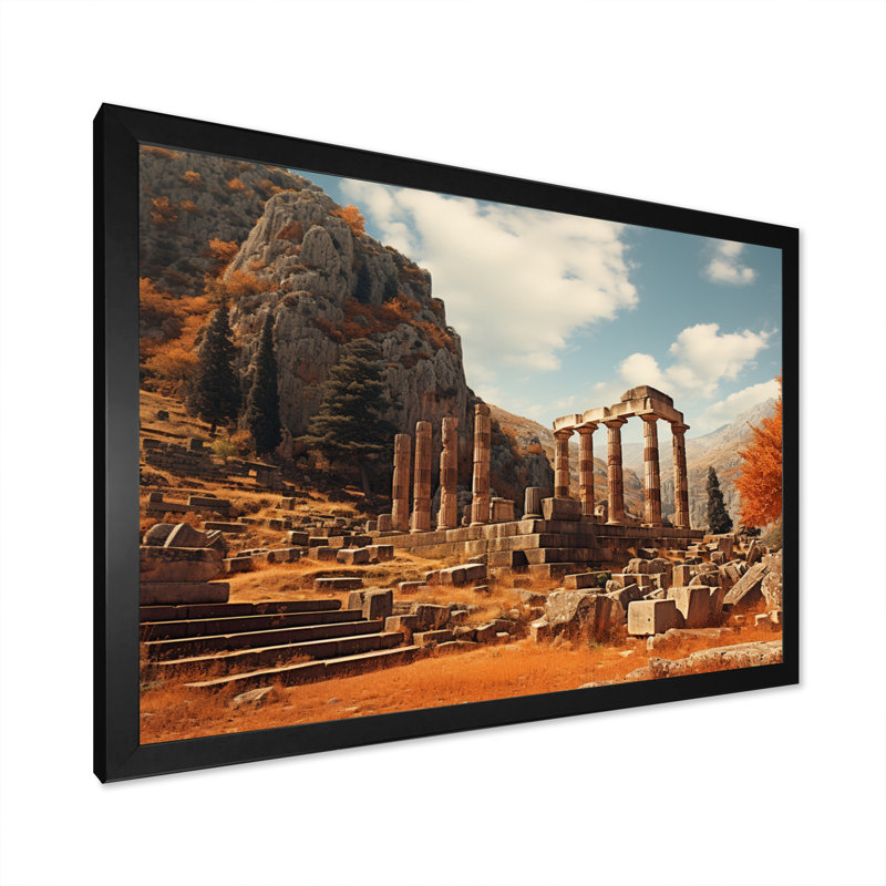 Grèce Grèce Mythos II sur toile, H 16 po x l 32 po x P 1 po, Cadre photo noir