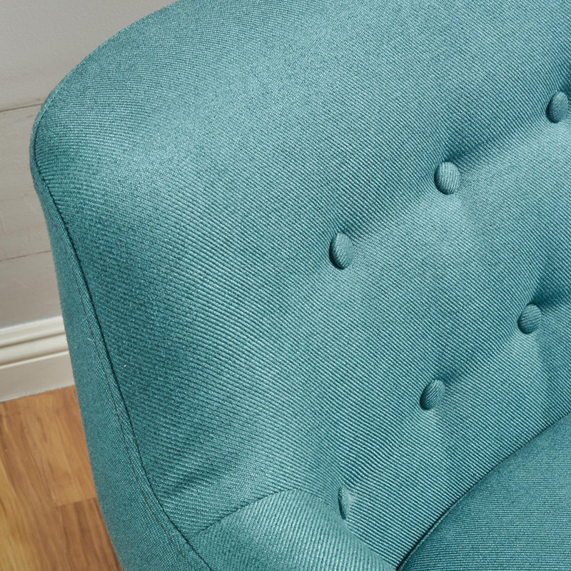 Fauteuil capitonné de 28,3 po de largeur, chaise de lecture et chaise de chambre à coucher avec pieds en bois massif Malyun 