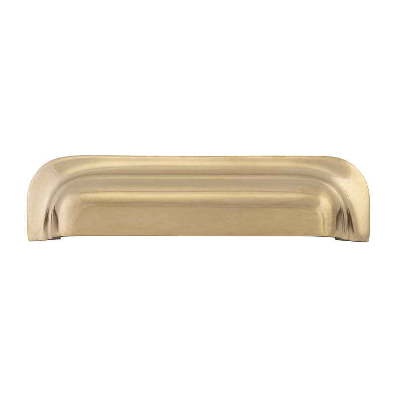 Edgewood Collection Cup Pull - Transitional Hardware for Drawers & Cabinets, Unlacquered Polished Brass, 3 3/4"
