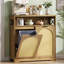 Armoire à double poubelle inclinable double pour poubelle 13 * 2 gallons, poubelle de cuisine en rotin pour panier à linge