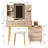 7-Drawer Vanity Desk With LED Mirror & Carved Details