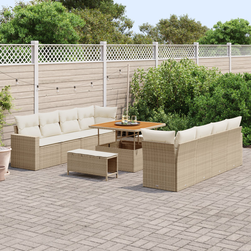 237.5cm Wide Patio Sofa with Cushions