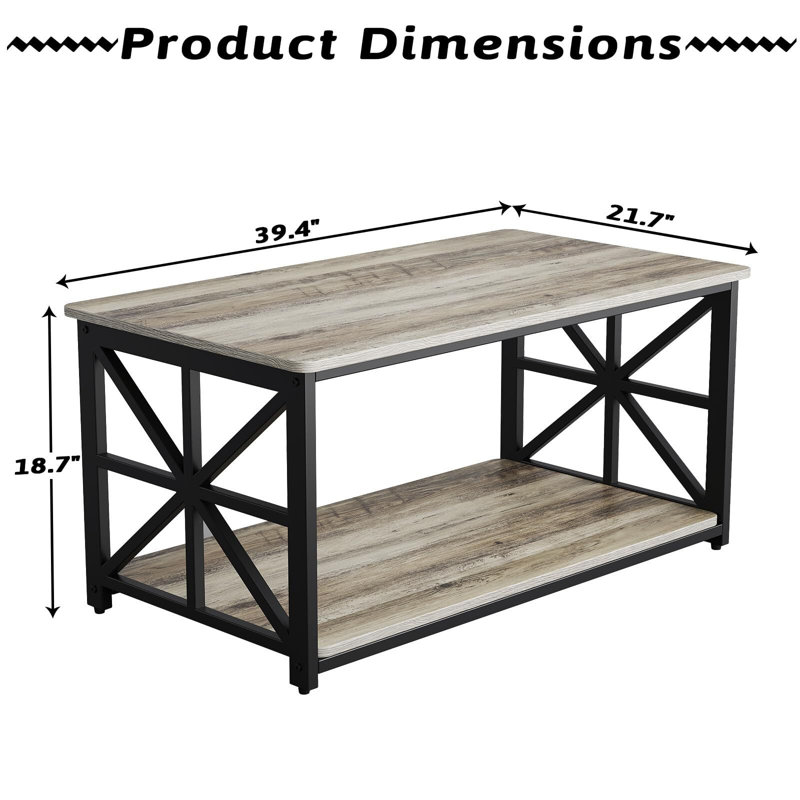 2-Tier Coffee Table With Round Corners, Gray