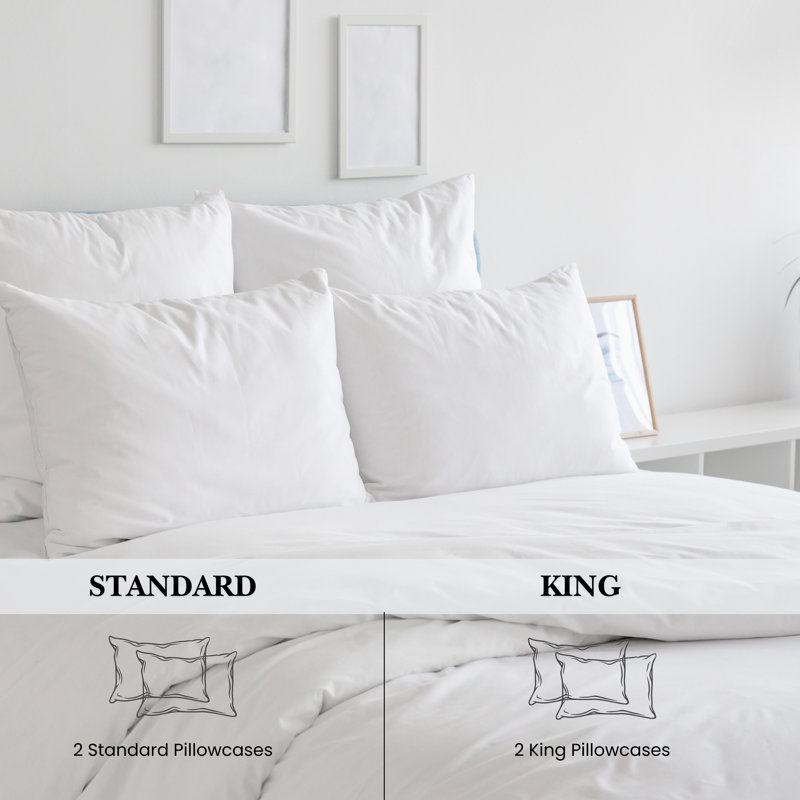 Pointehaven 525 Thread Count Long Staple Cotton Bordered Hem Pillow Case, King, Midnight Blue
