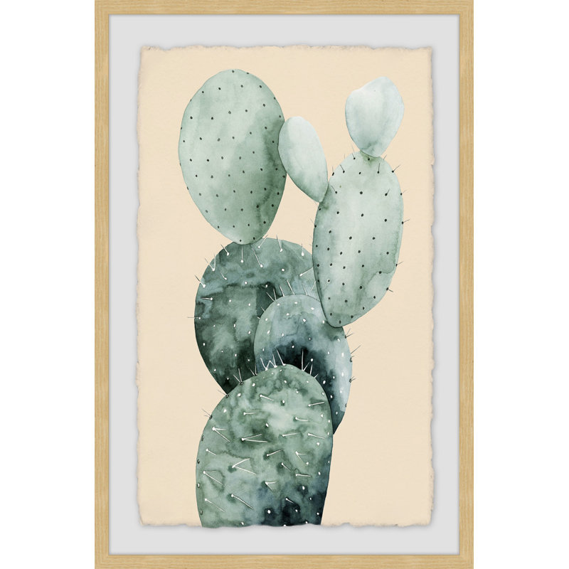 Cactus on Coral I 1 Piece Single Picture Frame Painting, 30cm H x 20cm W