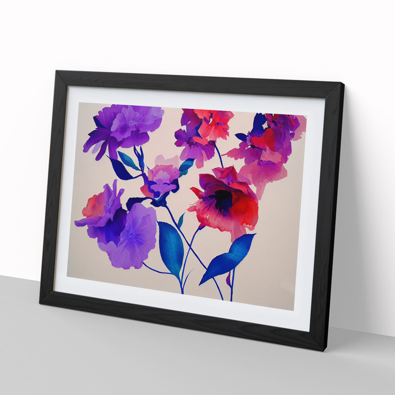 Impressive Flowers - Single Picture Frame Painting, 34cm H x 46cm W x 2cm D, Black