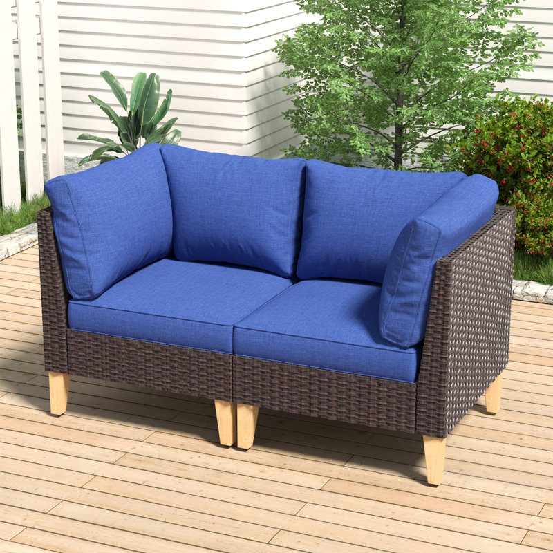 Chaise d'appoint de patio avec coussins Tuule, Bleu