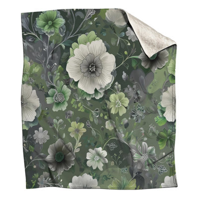 Couvertures vertes à motif floral