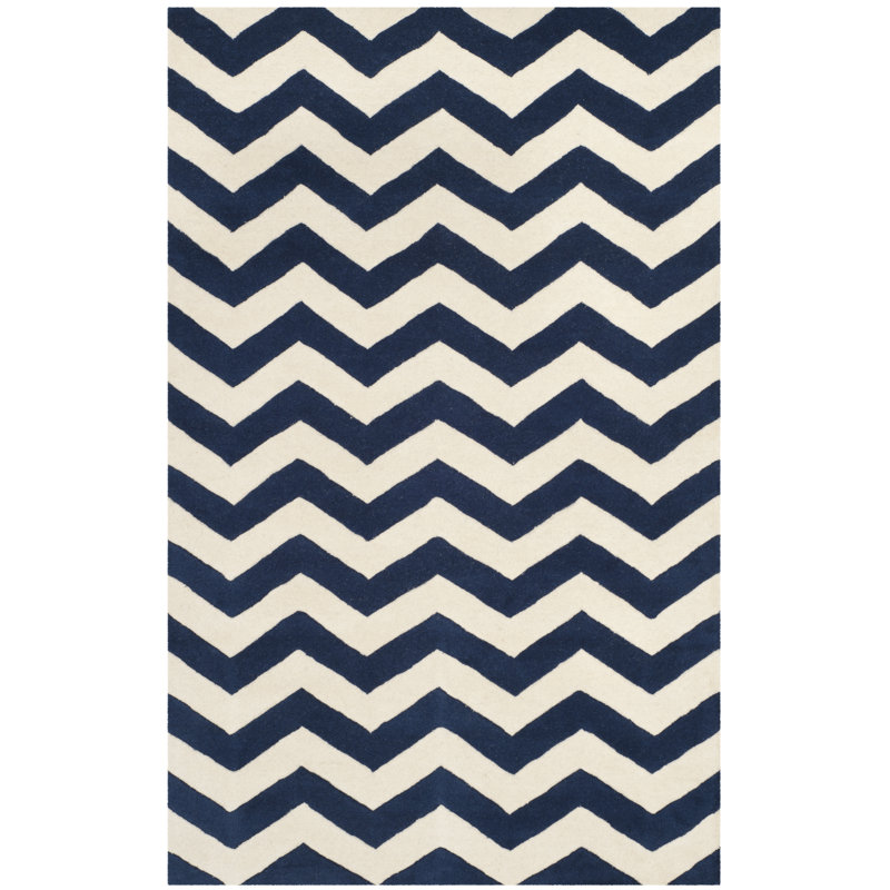 Teresita Hand Tufted Wool Chevron Rug, Rectangle 5' x 8'