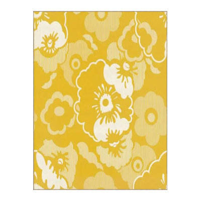 Yellow Themed Floral Detail Patterned Woven Base Modern Decorative Washable Rug