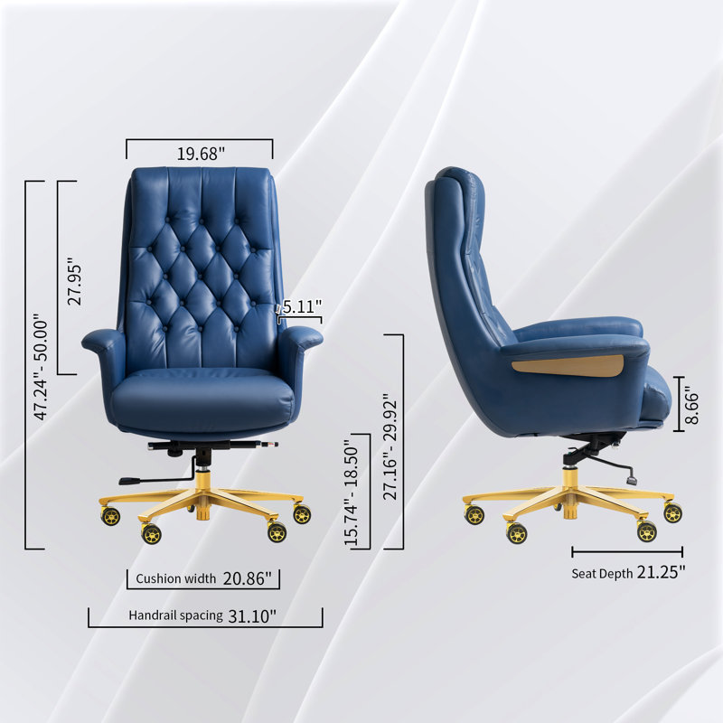Kinnls Cellier Massage Office Chair, Modern Genuine Leather Executive Chairs for Office Desks, Big & Tall Office Chairs with Reclining, Adjustable Height Tilt Lock